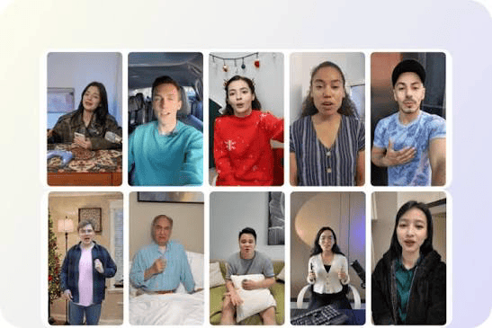 Collection of AI talking avatar examples showing different presenters for digital video creation